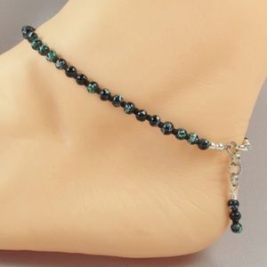 Marbled green and black beaded ANKLET bracelet